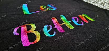 Rainbow Glittered 'Les Behen' Womens Lesbian Hen Do Bachelorette T-shirt