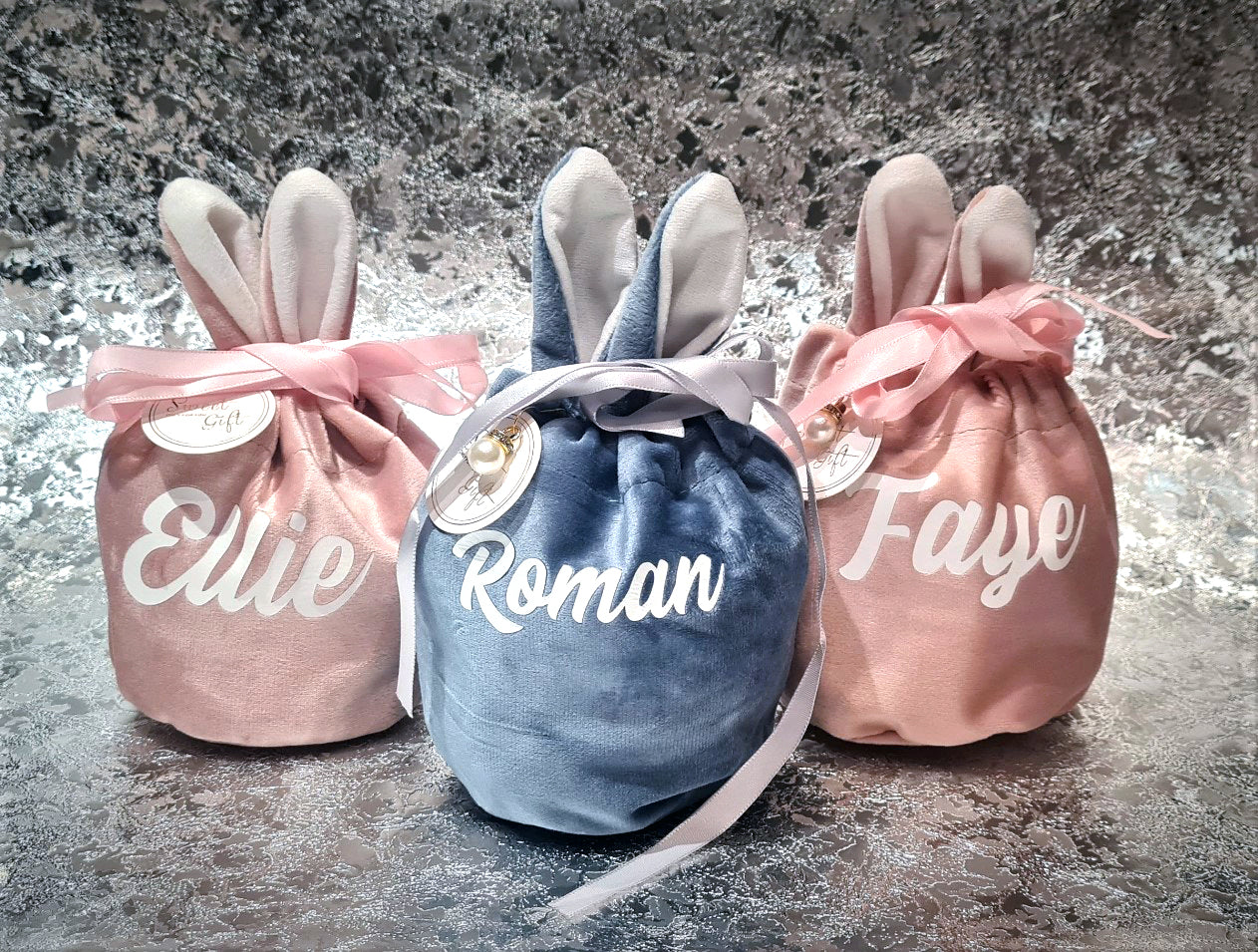 Personalised Large Velvet Bunny Gift Bag