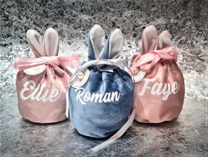 Personalised Large Velvet Bunny Gift Bag