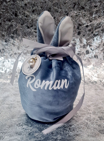 Personalised Large Velvet Bunny Gift Bag