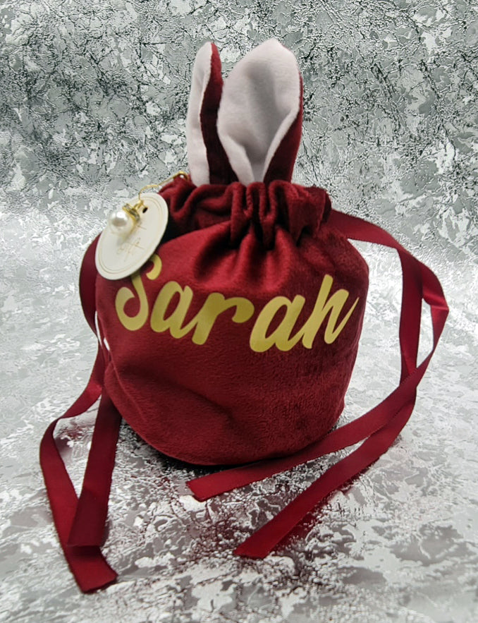 Personalised Large Velvet Bunny Gift Bag
