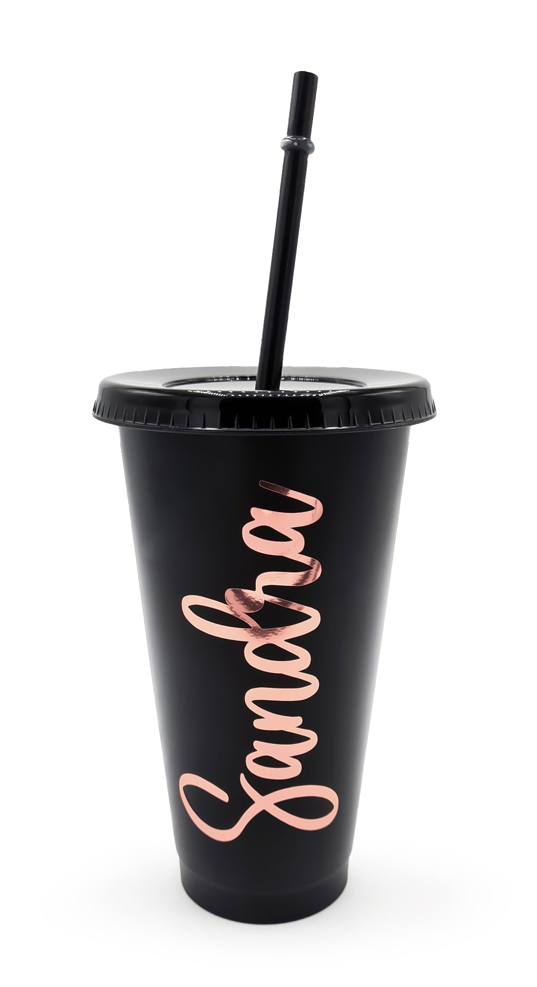 Personalised Tumbler with Lid & Straw | 710ml 24oz Black Reusable Cup