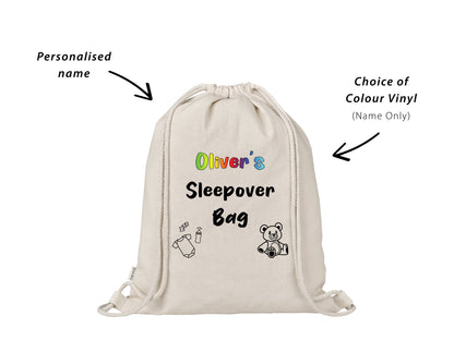 Custom Personalised Baby Sleepover Bag with Cute Teddy Bear Bottle Icon