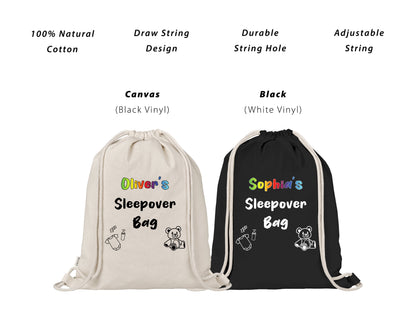 Custom Personalised Baby Sleepover Bag with Cute Teddy Bear Bottle Icon
