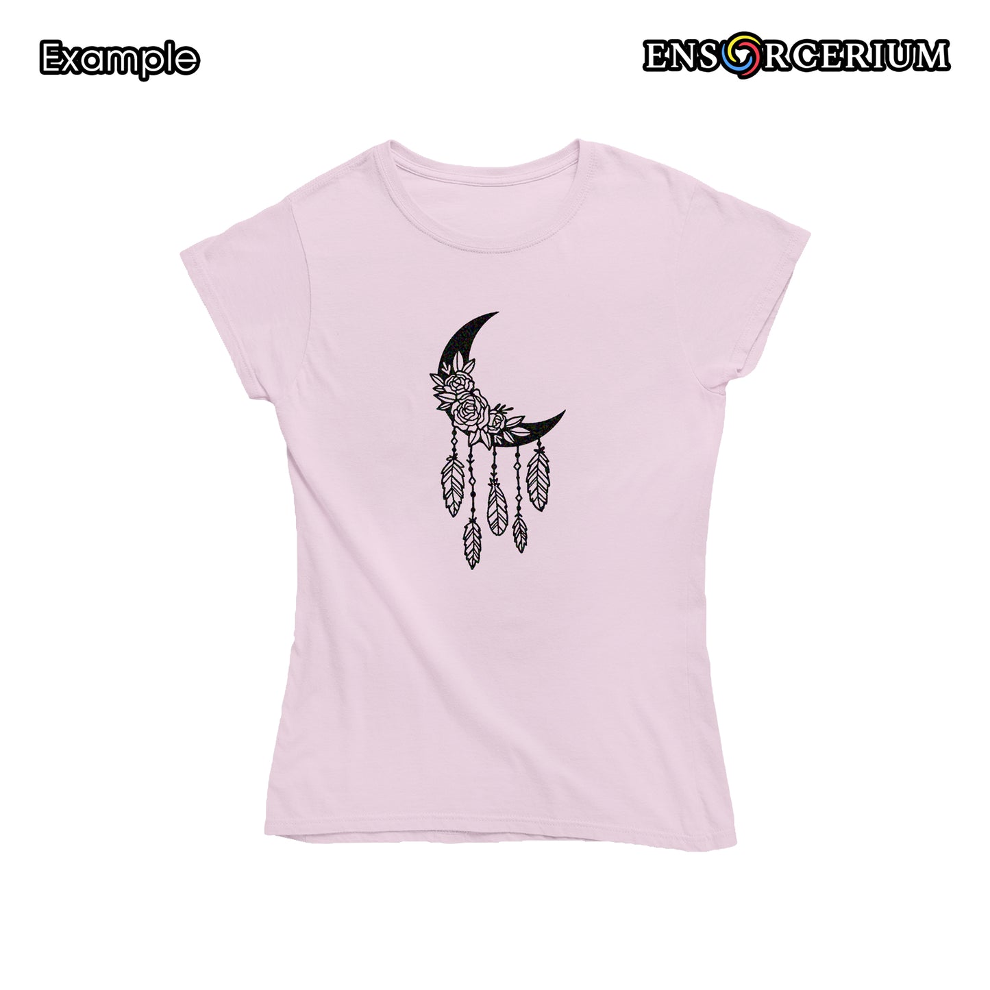 Glittered Tribal Style Moon Dream Catcher with Feathers & Beads T-Shirt