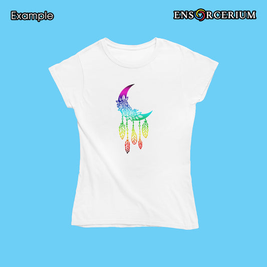 Glittered Tribal Style Moon Dream Catcher with Feathers & Beads T-Shirt