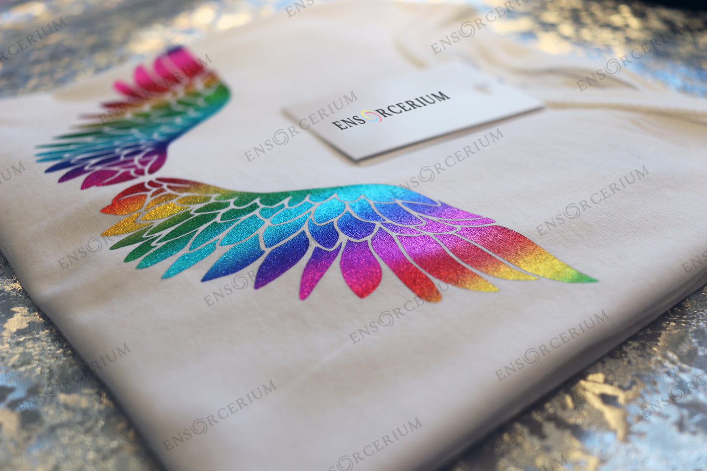 Glittered Feather Flight Wings T-Shirt