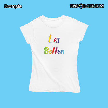 Rainbow Glittered 'Les Behen' Womens Lesbian Hen Do Bachelorette T-shirt