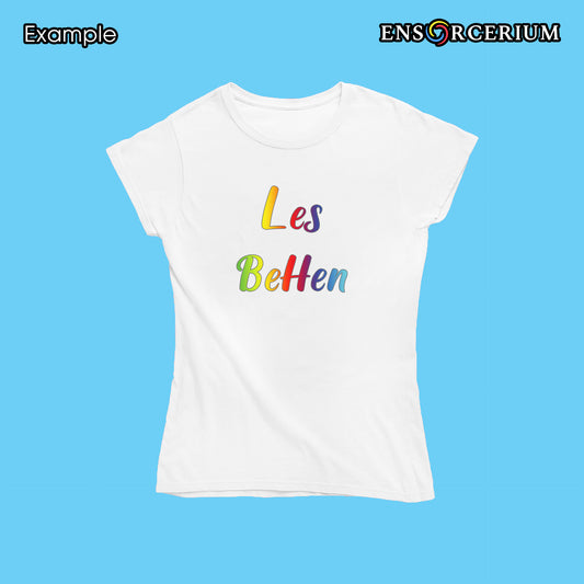 Rainbow Glittered 'Les Behen' Womens Lesbian Hen Do Bachelorette T-shirt