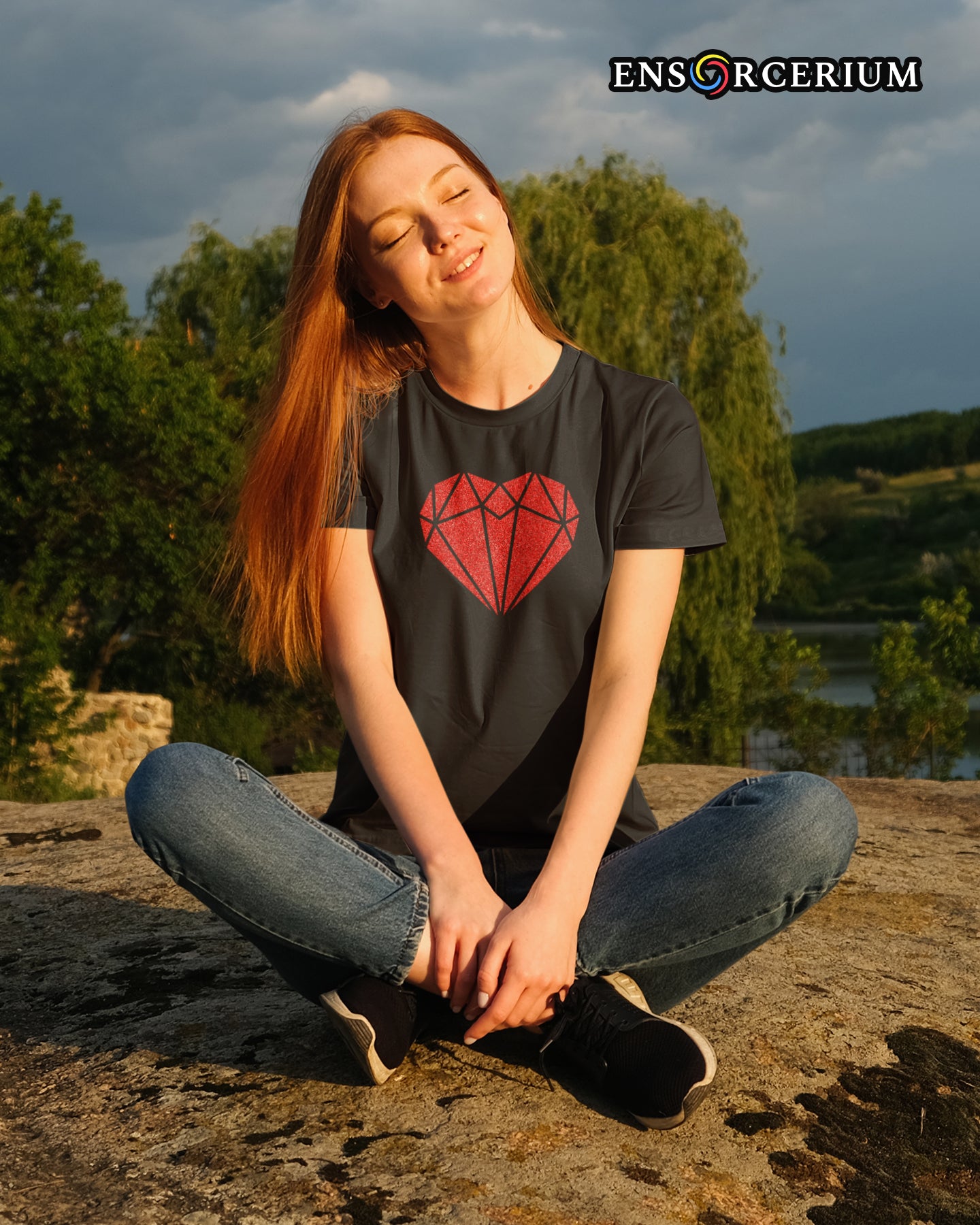Crystal Diamond Jewel Gemstone Love Heart Shaped T-Shirt