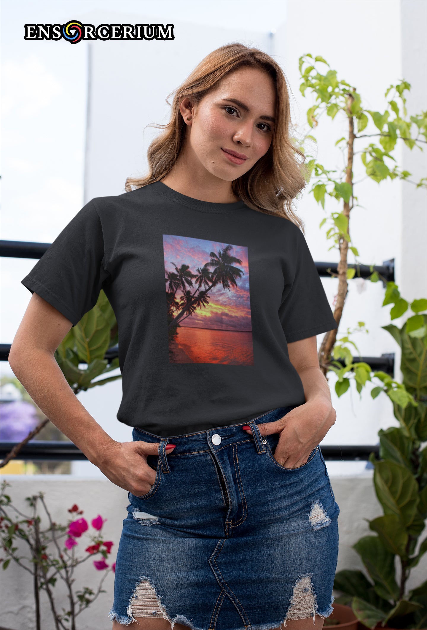 Hawaii Paradise Summer Beach Sunset with Palm Trees T shirt