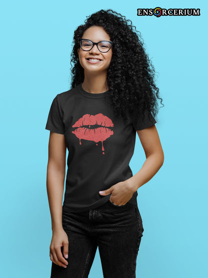 Glittered Passionate Dripping Lips Kiss T-shirt