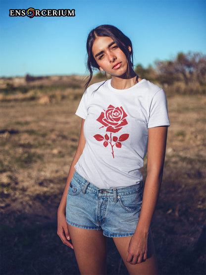 Single Floral Nature Rose Flower Petal Thorns T-shirt