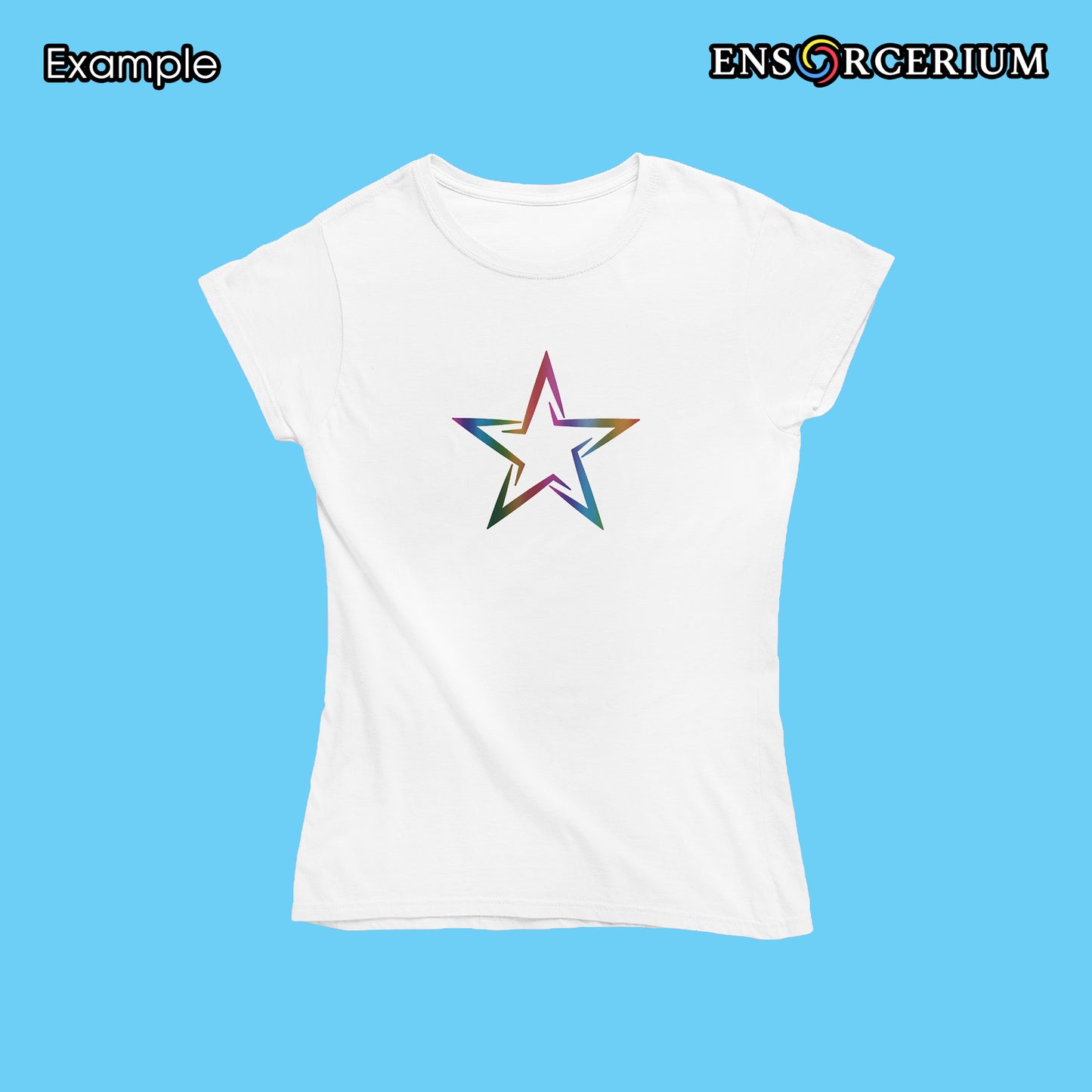 Unique Spiral Glittered Interlocking Star T-Shirt