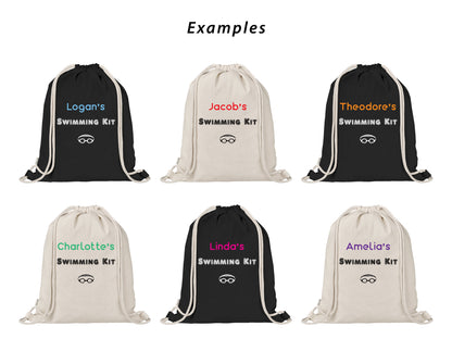 Custom Personalised Kids School Swimming Kit Bag with Goggles Icon