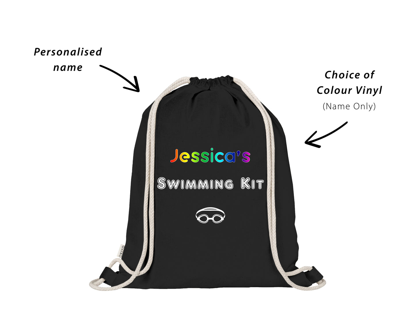 Custom Personalised Kids School Swimming Kit Bag with Goggles Icon