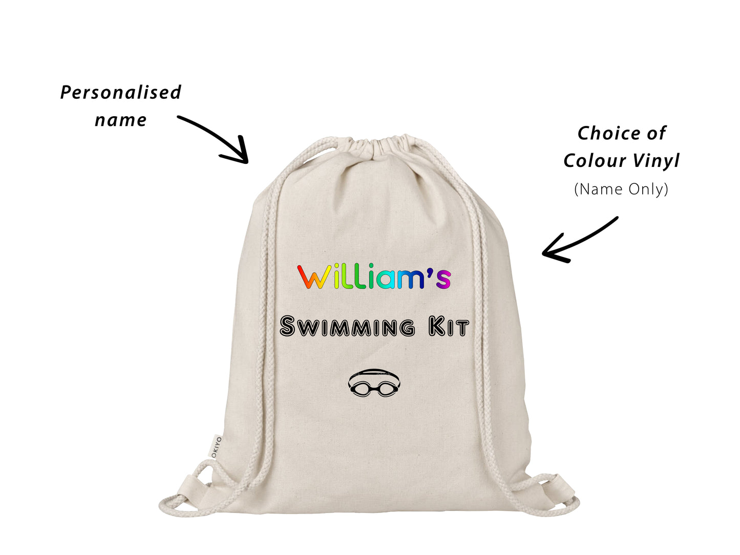 Custom Personalised Kids School Swimming Kit Bag with Goggles Icon