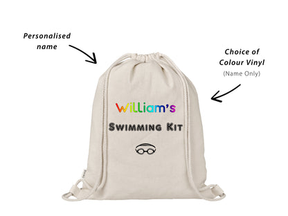 Custom Personalised Kids School Swimming Kit Bag with Goggles Icon