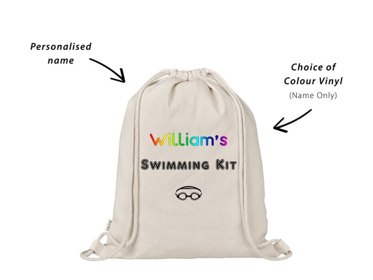 Custom Personalised Kids School Swimming Kit Bag with Goggles Icon